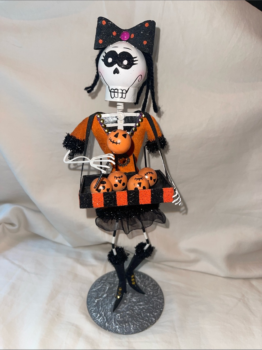 Halloween Skeleton Doll Décor in Orange and Black - Unbranded